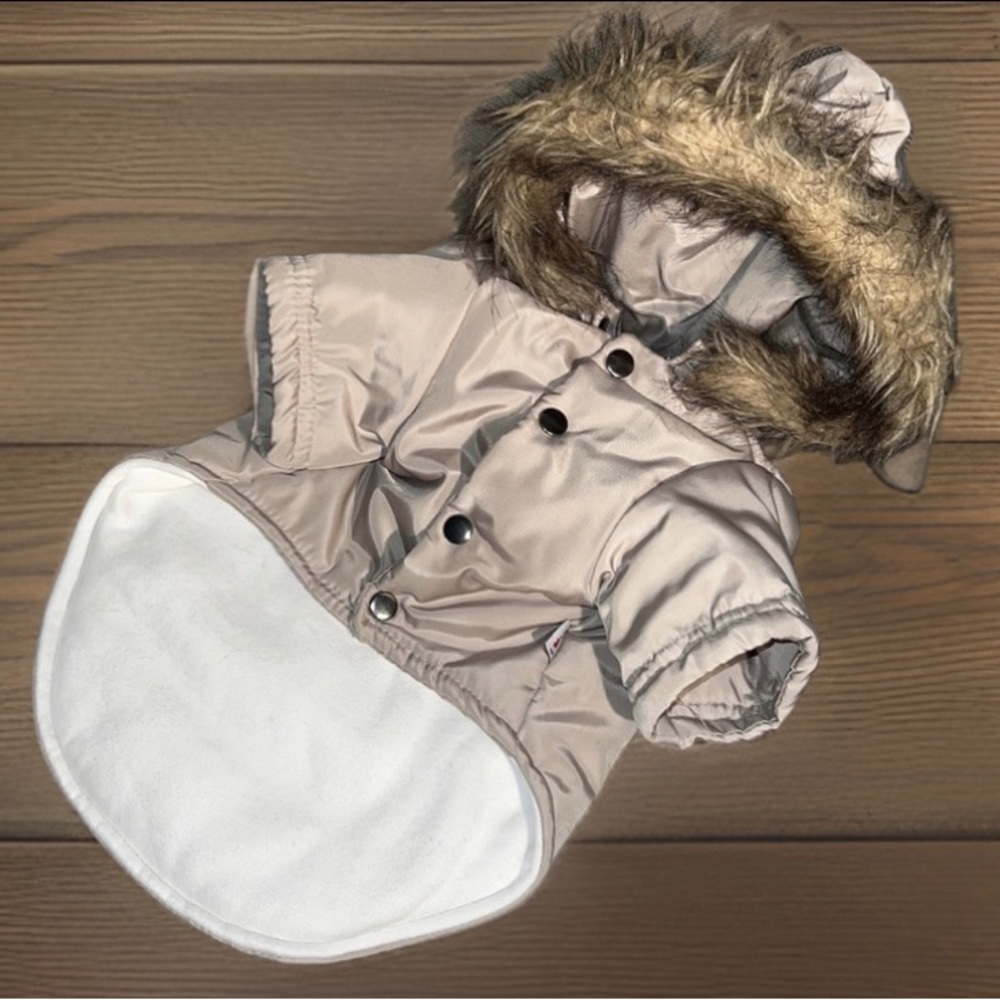 PetBoBo Cat Doggie Airforce Jacket Faux Fur Hoodie Coat for Small Dogs Winter